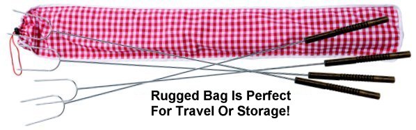 Heavy Duty Hot Dog Forks And Storage Bag Set